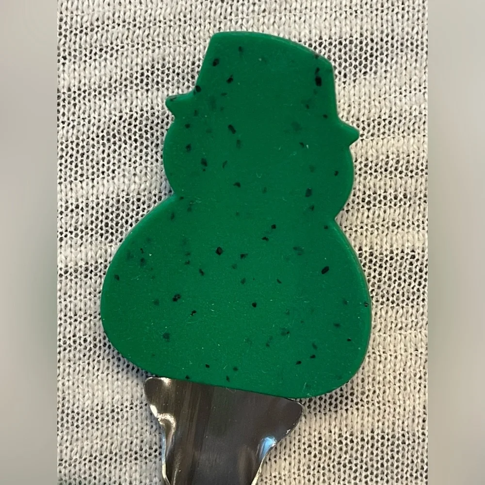 Green Silicone Christmas Snowman Mini Tongs EUC